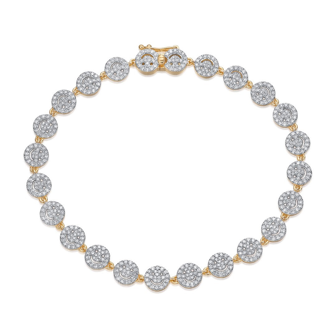 Round Cluster Diamond Bracelet in 14K Yellow Gold