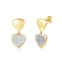 Geometric Dual-Tone Diamond Accent Drop Earrings in 14K Yellow Gold