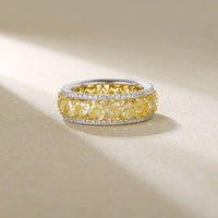 Canary 14K Yellow Gold Diamond Double Row Eternity Band Ring
