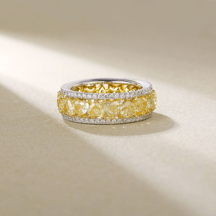 Canary 14K Yellow Gold Diamond Double Row Eternity Band Ring