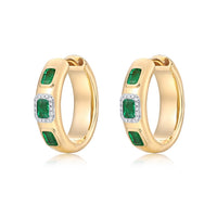 Blue Topaz Radiance Diamond Hoop Earrings in 14K Yellow Gold