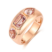 Tri-Stone Morganite Statement Ring in 14K Rose Gold