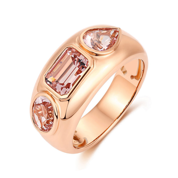 Tri-Stone Morganite Statement Ring in 14K Rose Gold