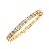Multi Shape Diamond Bezel Set Bangle Bracelet in 14K Yellow Gold