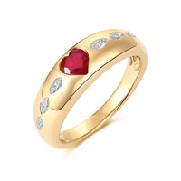 Ruby Heart 14K Marquise Diamond Band Ring