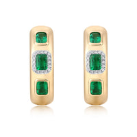Blue Topaz Radiance Diamond Hoop Earrings in 14K Yellow Gold