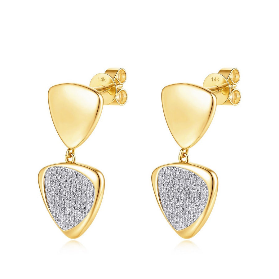 Geometric Dual-Tone Diamond Accent Drop Earrings in 14K Yellow Gold