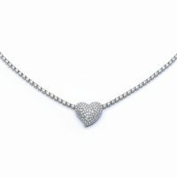Diamond Heart Pave Necklace in 14K White Gold