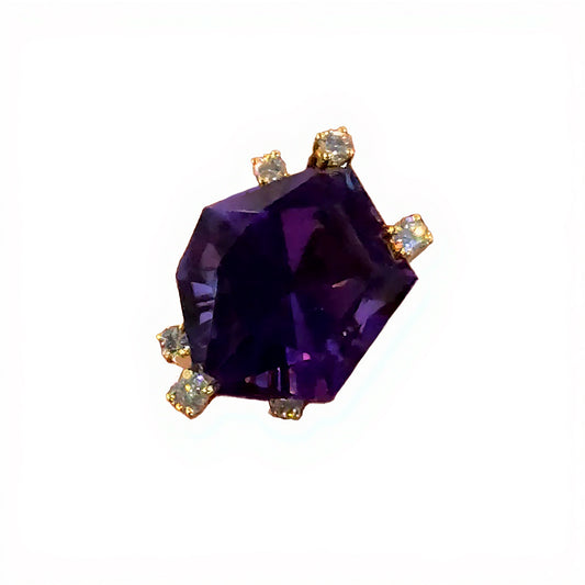 Royal Majesty Amethyst & Diamond Cocktail Ring in 18K Yellow Gold