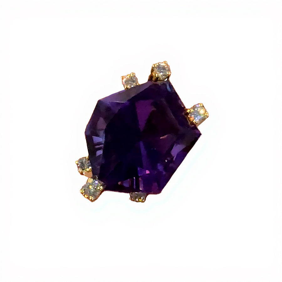 Royal Majesty Amethyst & Diamond Cocktail Ring in 18K Yellow Gold