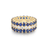 Blue Sapphire Diamond Eternity Band Ring in 14K Yellow Gold
