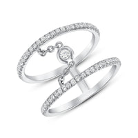 Double Band Chain Link Diamond Ring in 14K Yellow Gold