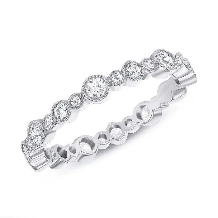 Vintage Inspired Milgrain Diamond Eternity Ring in 14K Yellow Gold