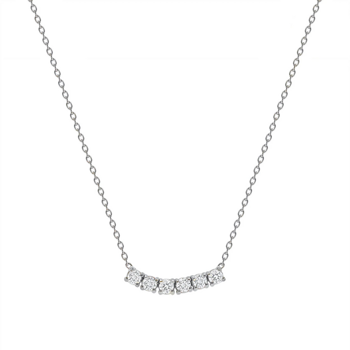 Petite Diamond Curved Necklace in 14K Gold