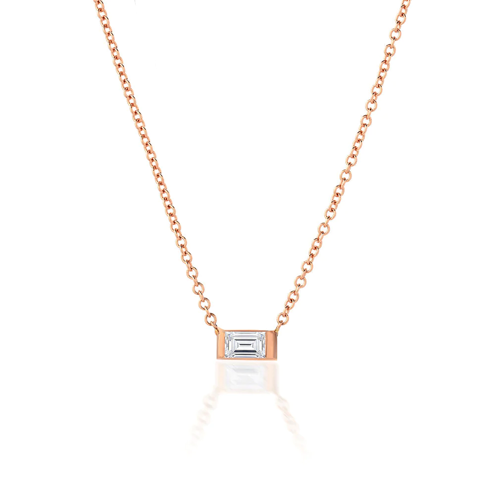 Emerald Diamond Charm Necklace in 14K Gold