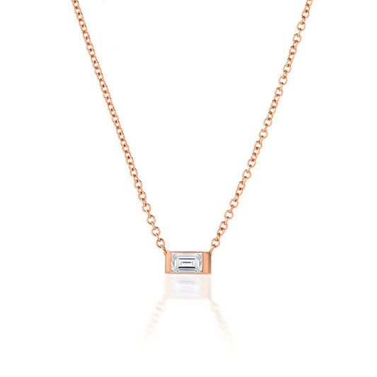 Emerald Diamond Charm Necklace in 14K Gold