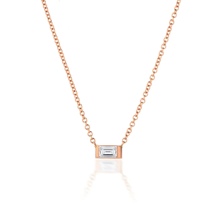 Emerald Diamond Charm Necklace in 14K Gold