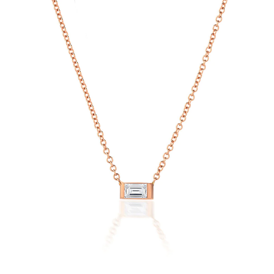 Emerald Diamond Charm Necklace in 14K Gold