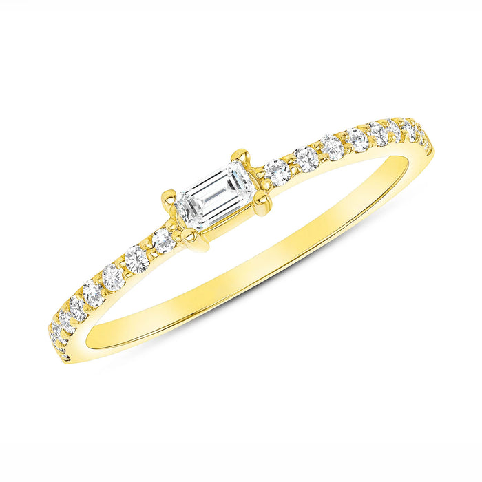 Radiant Grace Emerald Cut Diamond Ring in 14K Yellow Gold