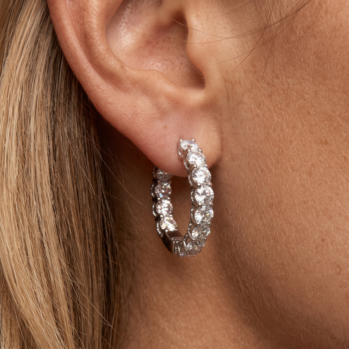 Radiant Bliss Round Huggies Earrings in 18K Yellow Gold
