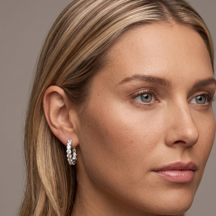 Radiant Bliss Round Huggies Earrings in 18K Yellow Gold