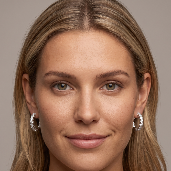 Radiant Bliss Round Huggies Earrings in 18K Yellow Gold