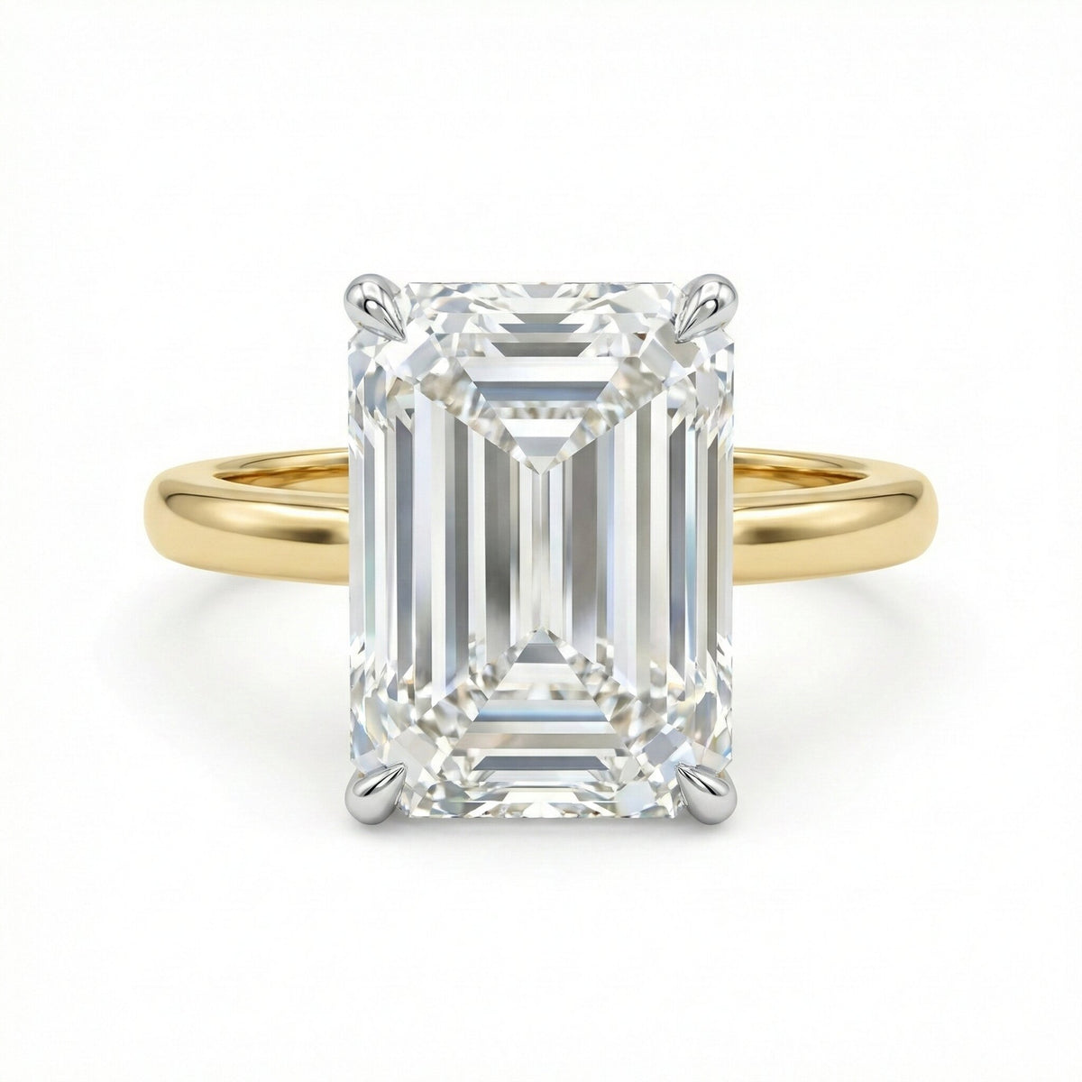 Emerald Cut Solitaire Diamond Ring in 18K Yellow Gold