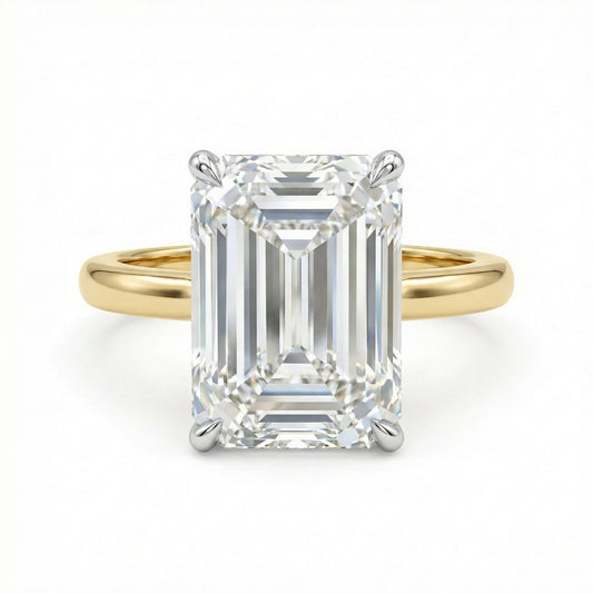 Emerald Cut Solitaire Diamond Ring in 18K Yellow Gold