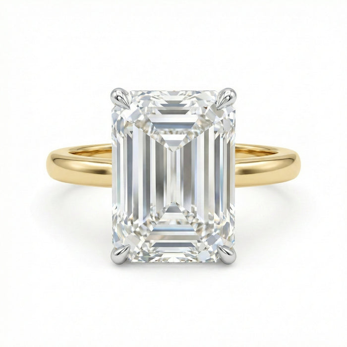 Emerald Cut Solitaire Diamond Ring in 18K Yellow Gold