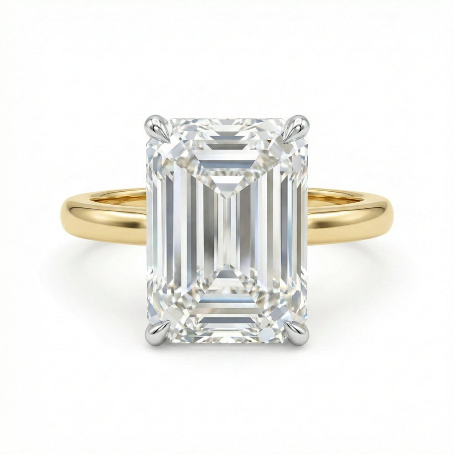 Emerald Cut Solitaire Diamond Ring in 18K Yellow Gold