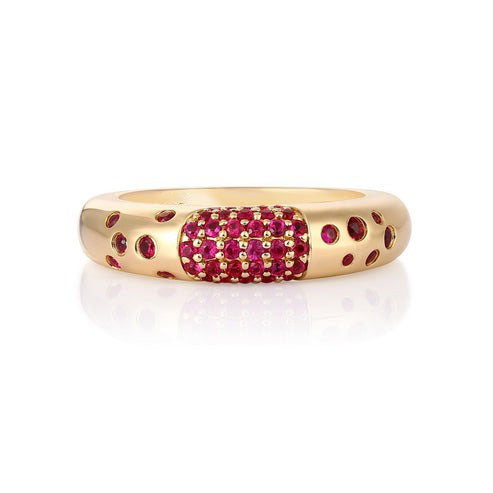 Ruby Spotlight Statement Ring in 14K Yellow Gold