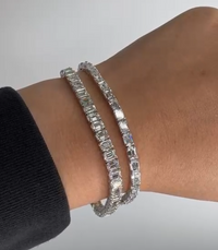Emerald Cut Diamond Tennis Bracelet in 18K White Gold
