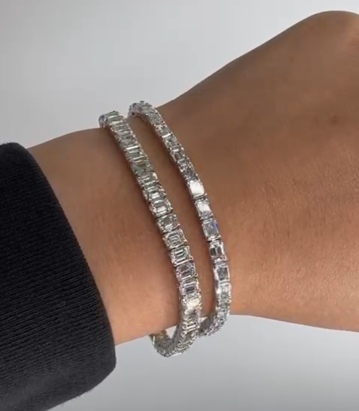 Emerald Cut Diamond Tennis Bracelet in 18K White Gold