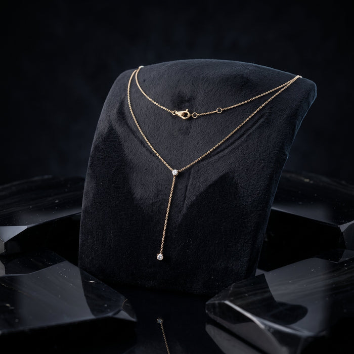 Slim Lariat Diamond Necklace in 14K Yellow Gold