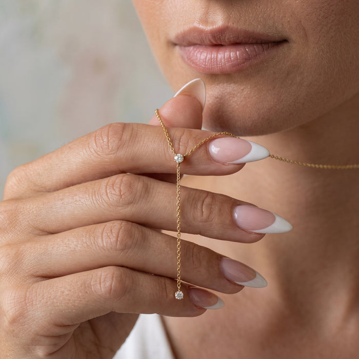 Slim Lariat Diamond Necklace in 14K Yellow Gold