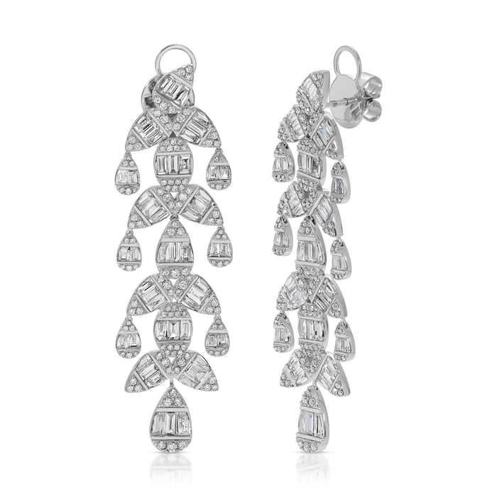 Chandelier Diamond Drop Earrings in 18K White Gold
