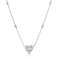 Heart Shape Diamond Necklace in 18K White Gold