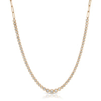 Bezel Paper Clip Adjustable Tennis Necklace in 14K Yellow Gold