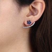 Sapphire Florals Diamond Earrings in 18K White Gold