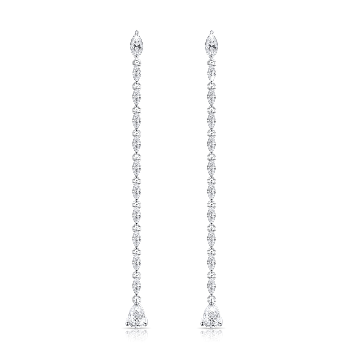 Pear Shape Diamond Drop Earrings in 14K White Gold