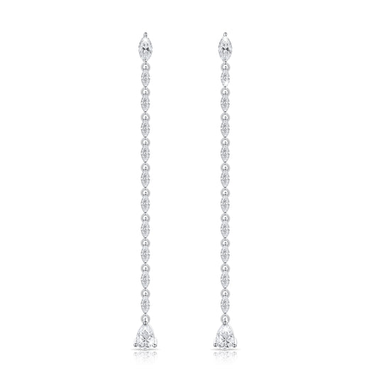 Pear Shape Diamond Drop Earrings in 14K White Gold