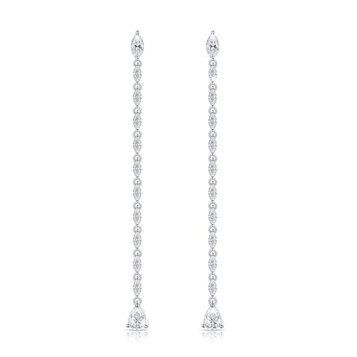 Pear Shape Diamond Drop Earrings in 14K White Gold