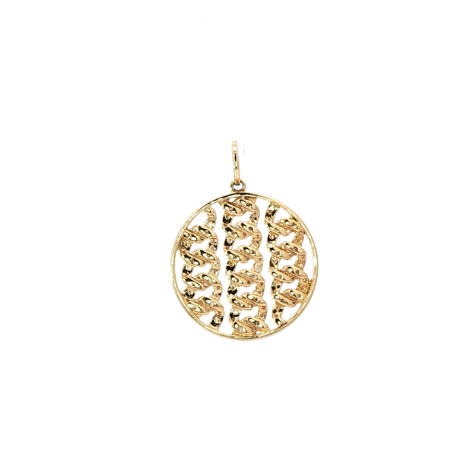 Openwork Chain Medallion Pendant Necklace in 14K Yellow Gold
