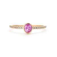 Oval Pink Sapphire 14K Diamond Band Ring