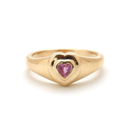 Minimal Heart 14K Pink Sapphire Ring