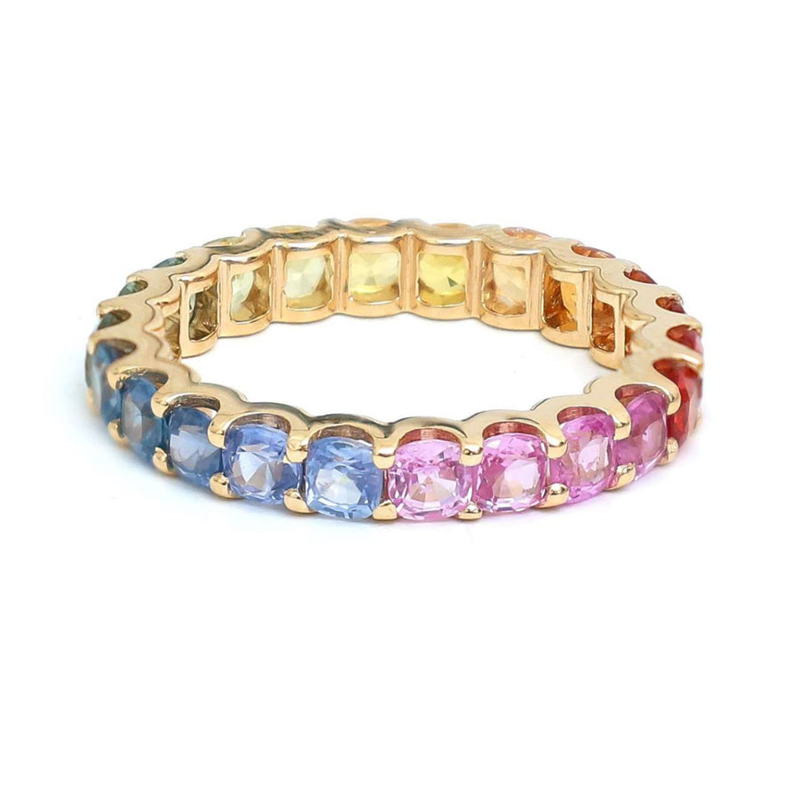 Multi-Colored Gemstone 14K Gold Eternity Band Ring