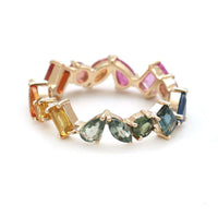 Multi-Color Mixed Shape 14K Gemstone Eternity Band Ring