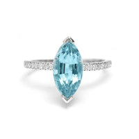 Marquise Aquamarine 14K (18K Custom) Diamond Accent Ring