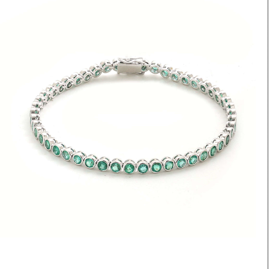Elegant 14K Emerald & White Gold Bracelet
