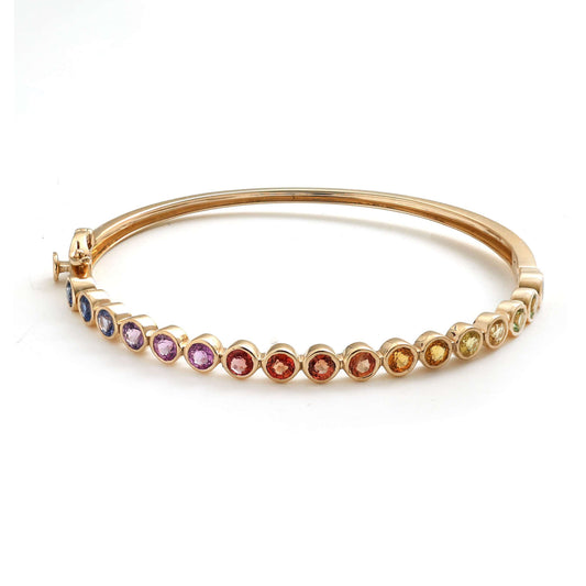 Spectrum Gem 14K Yellow Gold Hinged Bangle Bracelet